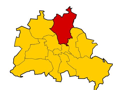 Berlinkarte mit rot markiertem Bezirk Pankow