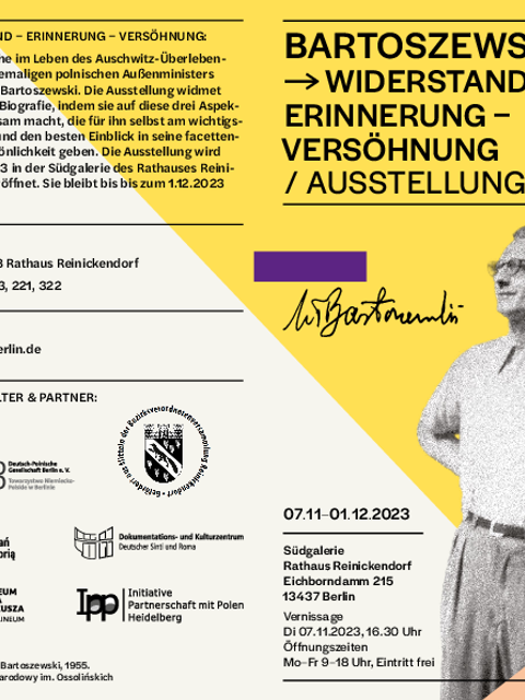 Bildvergrößerung: Flyer zur Ausstellung "Bartoszewski. Widerstand – Erinnerung - Versöhnung"