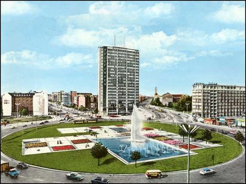 Ernst-Reuter-Platz um 1965, kolorierte Postkarte