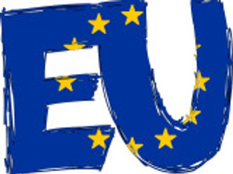 Buchstaben EU mit Flaggentextur