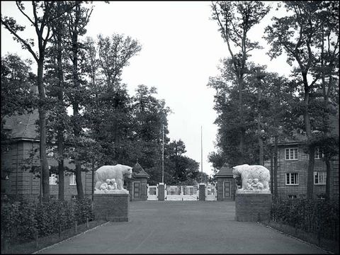 Erwin Barth - Volkspark Jungfernheide, Bärenpaar mit Blick zum Haupteingang, um 1930
