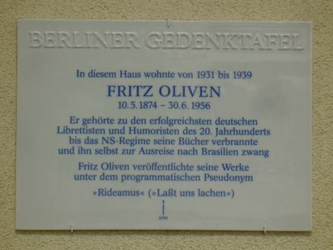 Gedenktafel für Fritz Oliven (Rideamus), 28.9.2009, Foto: KHMM