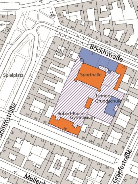 Robert-Koch- / Lemgo-Schule, Karte zur Gebäudenutzung im Bestand