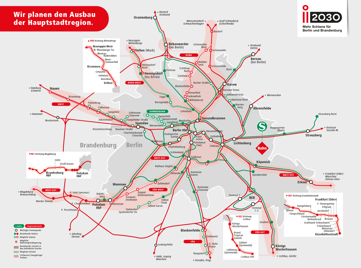 Bildvergrößerung: Projekt i2030: Infografik zu den Teilprojekten im Bahnnetz der Hauptstadtregion
