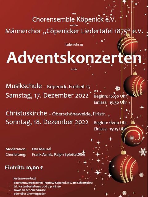 Plakat zu den Adventskonzerten des Chorensembles Köpenick