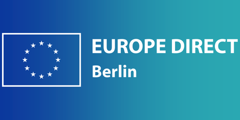 Logo Europe Direct Berlin mit Europa-Flagge