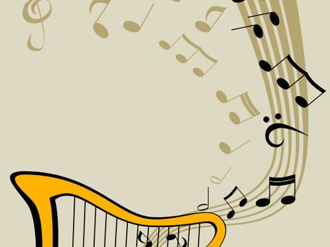 Harfe und Noten