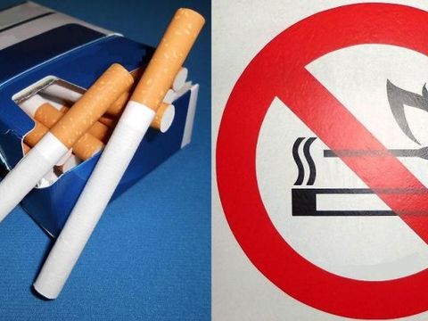 Bild zeigt Rauchverbot und Zigarettenschachtel