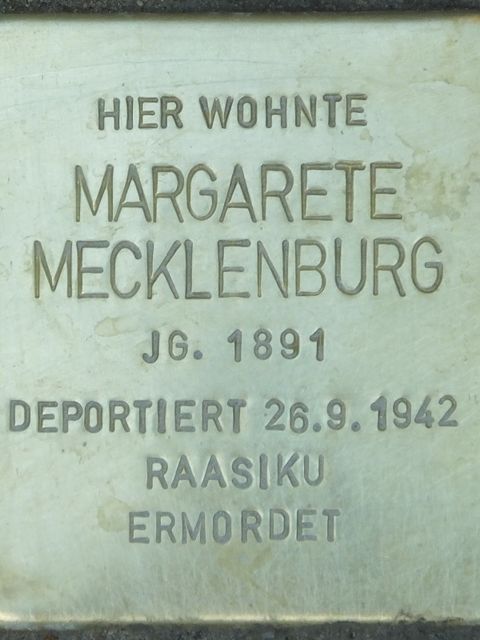 Stolperstein Margarete Mecklenburg, Foto:H.-J. Hupka
