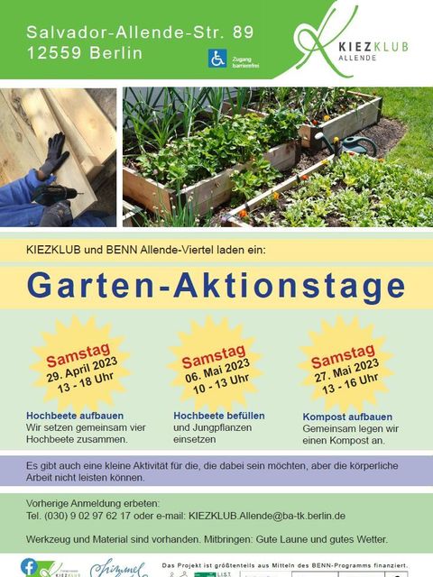 Bildvergrößerung: Plakat zu den Gartenaktionstagen im Allende-Viertel 2023