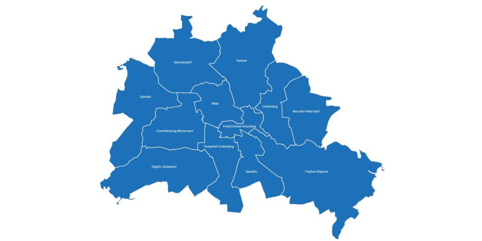 Grafik Berlinkarte mit Bezirken