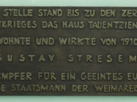 Bildvergrößerung: Gedenktafel für Gustav Stresemann