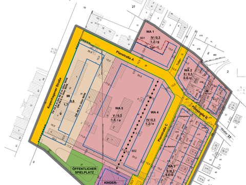 Entwurf des Bebauungsplans 3-18 „Wilhelmsruher Tor“ zum Zeitpunkt der frühzeitigen Öffentlichkeitsbeteiligung, Mai 2016