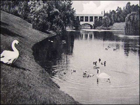 Seeparkbrücke (Barbrücke), Postkarte um 1914