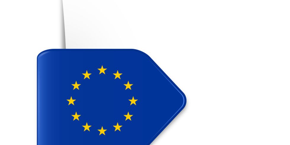Icon EU-Flagge auf einem Pfeil