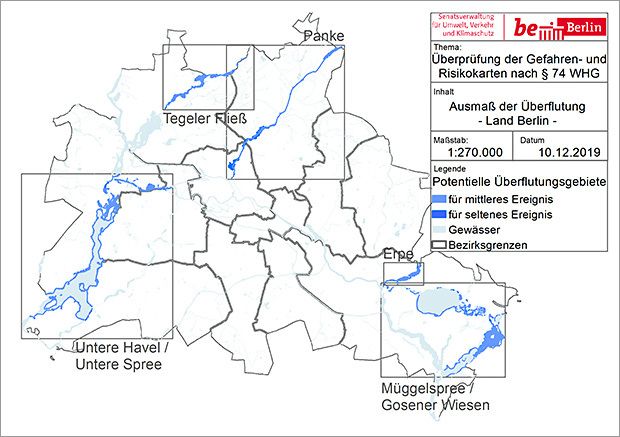 Bildvergrößerung: Abb. 2: Lage der Hochwassergefahrenkarten und Ausmaß der Überflutungen