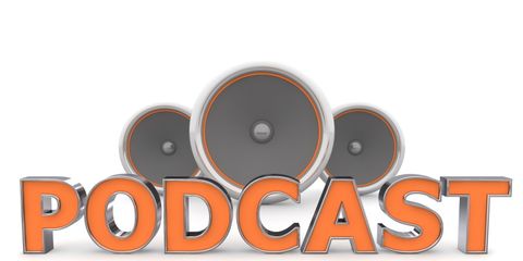 Lautsprecher-Podcast - orange, - Stockbild