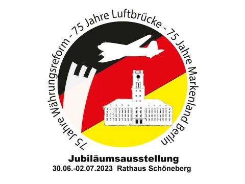 Logo 75 Jahre Währungsreform, Luftbrücke, Markenland Berlin