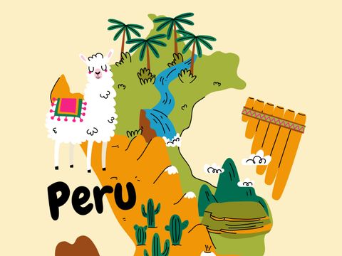 Zeichnung von Peru mit Lama