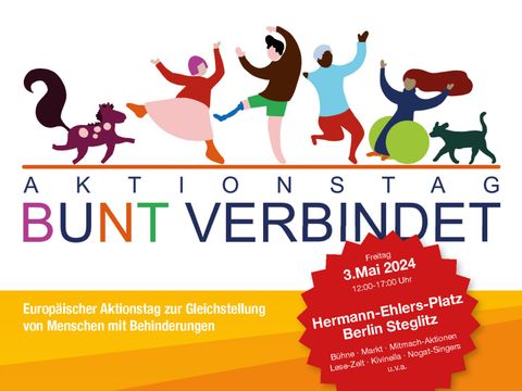 Bildvergrößerung: Aktionstag BUNT VERBINDET am 03.05.2024 auf dem Hermann-Ehlers-Platz (Vorderseite der Postkarte)