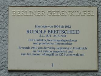 Gedenktafel für Rudolf Breitscheid, Fasanenstr. 58, 3.7.2012, Foto: KHMM