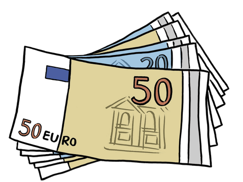 Illustration von mehreren Geldscheinen