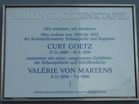 Gedenktafel für Curt Goetz und Valérie von Martens, 5.1.2011, Foto: KHMM