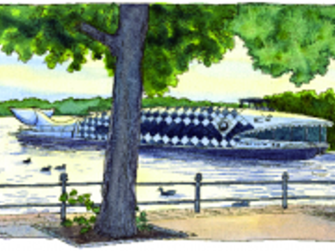 Moby Dick auf dem Tegeler Hafen - Urban Sketching von Katrin Merle