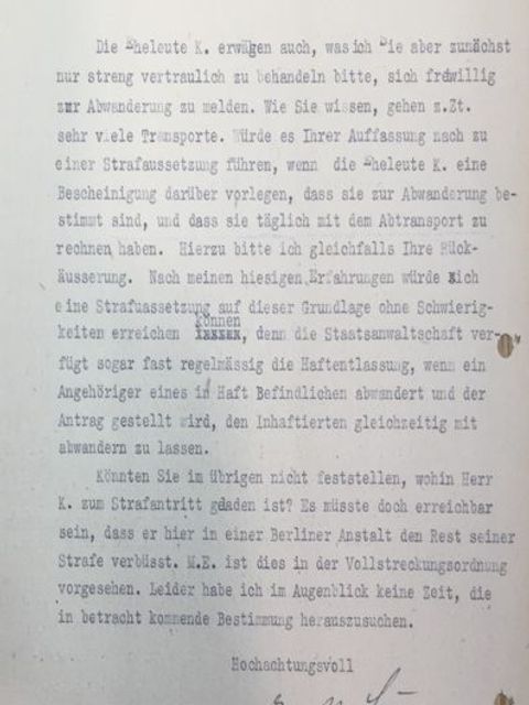 Bildvergrößerung: Auszug aus dem Schreiben des Konsulenten Dr. Günther Loebinger vom 31. März 1942 an den Konsulenten Dr. Siegfried Popper (Frankfurt a. M.)