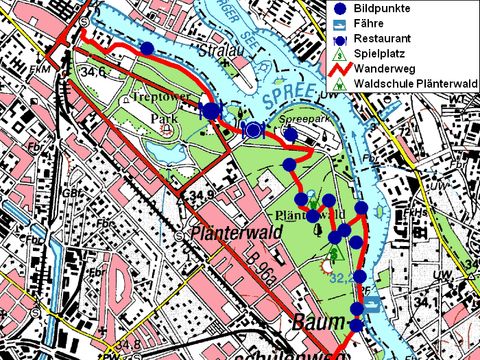 Bildvergrößerung: Wanderkarte Plänterwald und Treptower Park