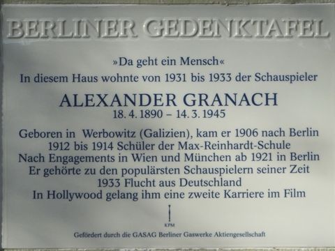 Bildvergrößerung: Gedenktafel für Alexander Granach