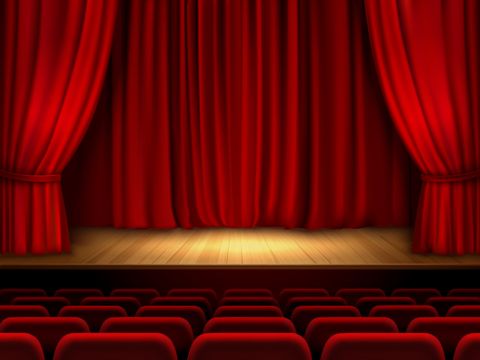 Bildvergrößerung: Theater, Bühne mit rotem Vorhang