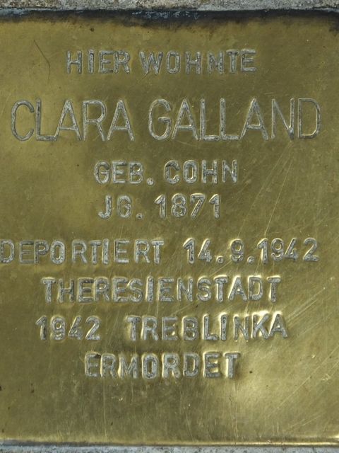 Stolperstein Clara Galland, Foto:H.-J. Hupka, 2014