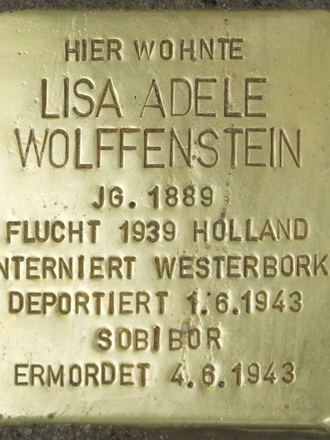 Stolperstein Lisa Adele Wolffenstein, Foto:H.-J. Hupka, 2014