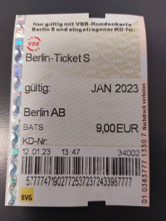 Muster Berlin-Ticket S