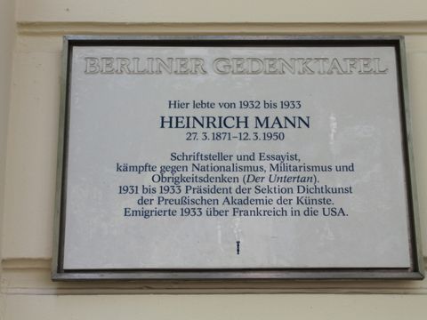 Bildvergrößerung: Gedenktafel Heinrich Mann