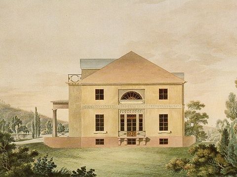 Ansicht der Schmalseite des Steglitzer Herrenhauses im Jahr 1808