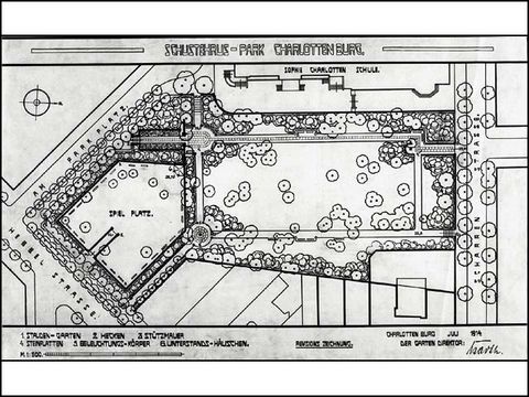 Erwin Barth - Schustehruspark, Entwurf M 1:500, 1914, Tusche/Wachsleinen