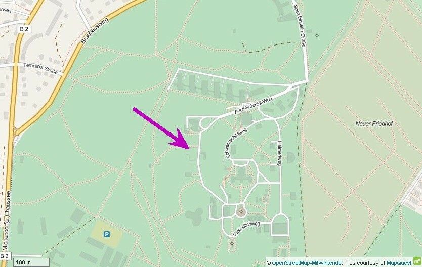 Photo 7.1: Location of the Potsdam-Telegrafenberg station (see arrow mark)