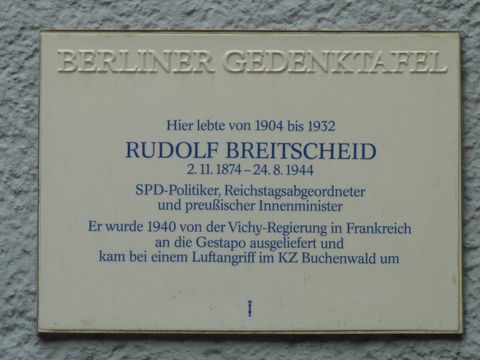 Gedenktafel für Rudolf Breitscheid, Fasanenstr. 58, 3.7.2012