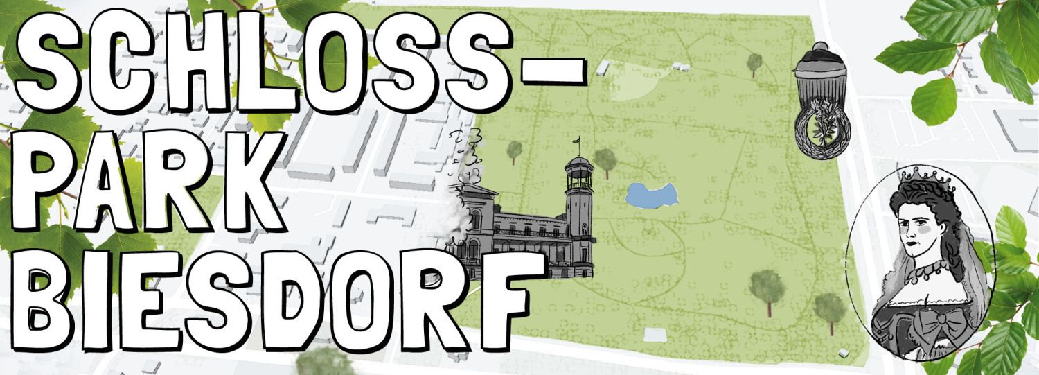 illustrierte Karte des Schlossparks Biesdorf