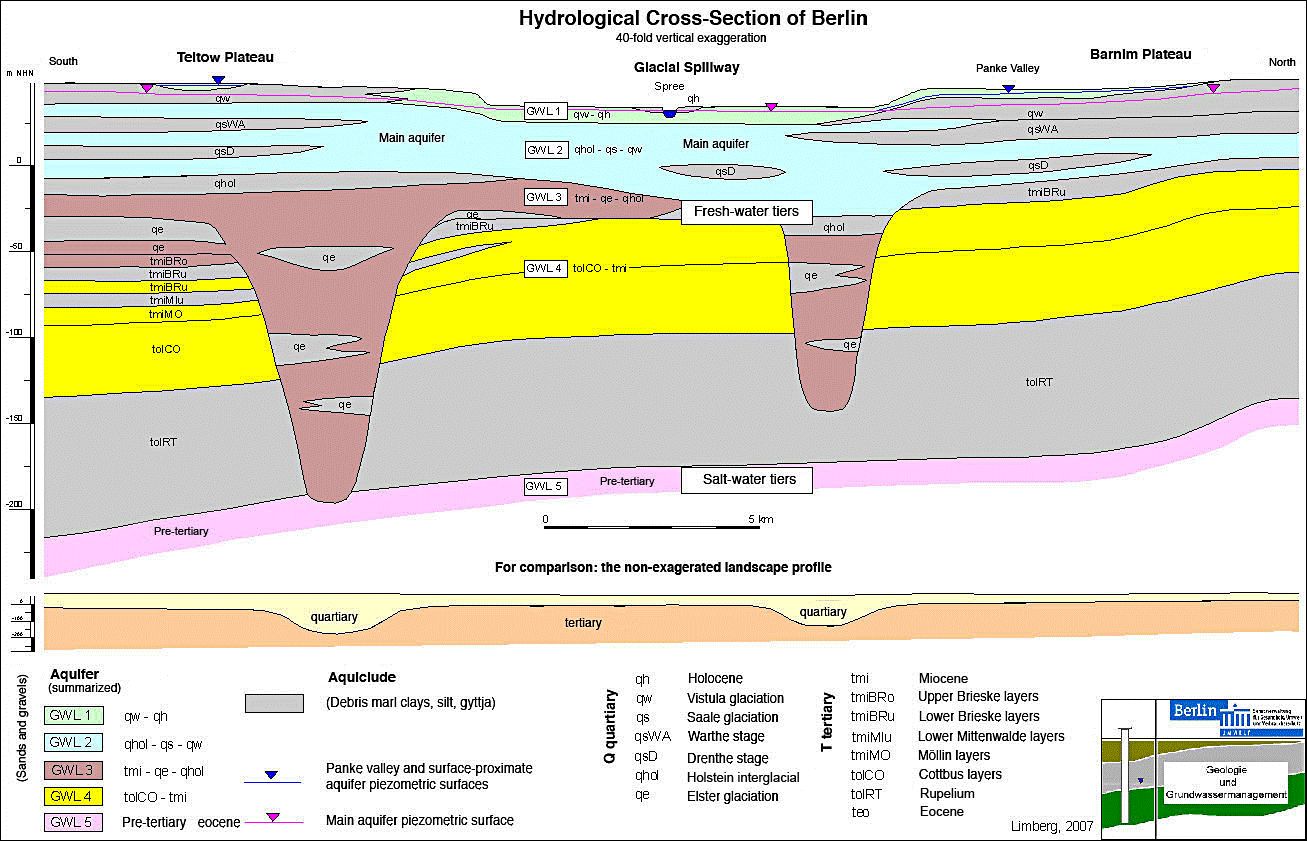Fig. 7: Hydrogeological cross-section of Berlin 