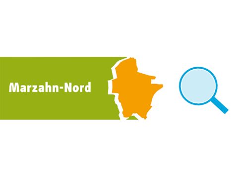 Karte mit Lupe und Schriftzug Marzahn-Nord