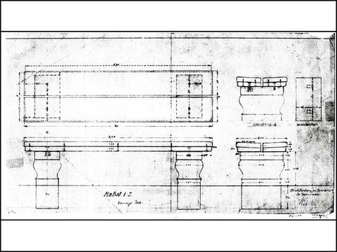 Erwin Barth - Entwurf des Banktyps, der im Schustehruspark verwendet wurde, 1914, M 1:5