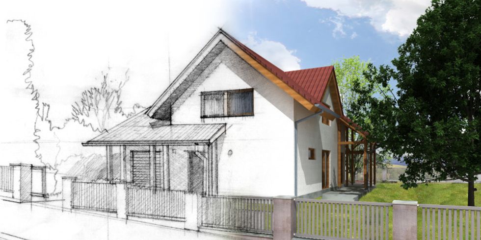 Illustration zur Entstehung eines Hauses