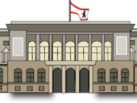 Gebäude mit Berlin-Fahne - Berliner Abgeordnetenhaus