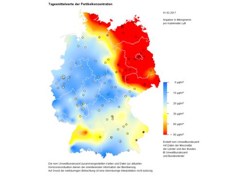 Verteilung der PM10-Belastung in Deutschland