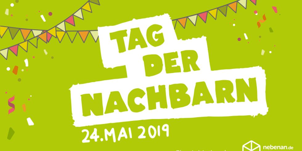 Web-Banner in grün mit der Aufschrift: Tag der Nachbarn 24. Mai 2019