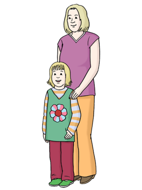 Illustration einer Mutter mit ihrer Tochter