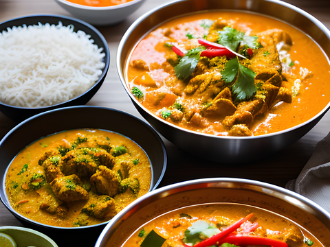 Indische Currygerichte mit Reis